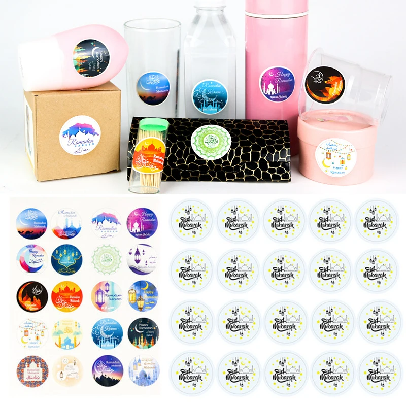 

20PCS/Lot Label Paper Mubarak Eid Decorations Festival Supplies Eid Mubarak Stickers Islamic Gifts Seal Gift Stickers Ramadan