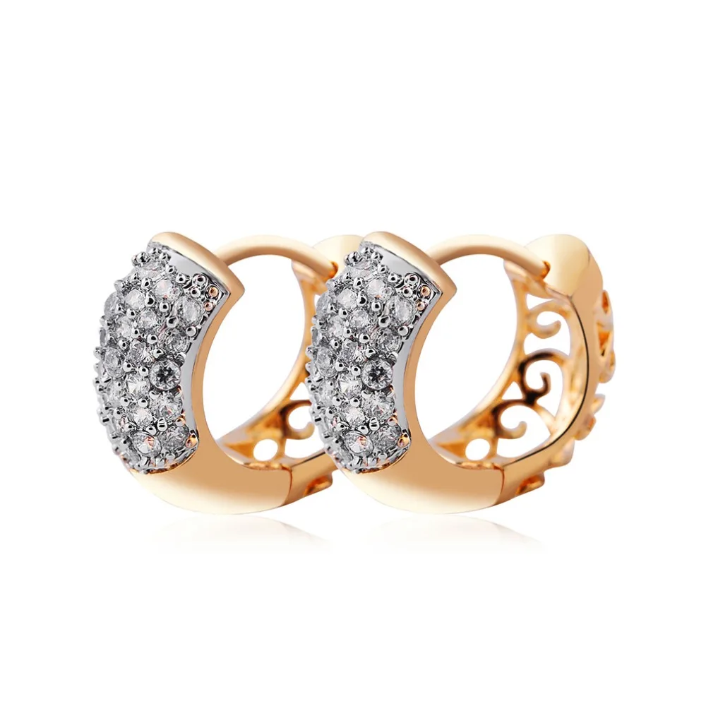 

New High Quality Shiny Tiny Cubic Zirconia Earring 2 Tone Gold Filled Hoop Earrings for Women Top Jewelry