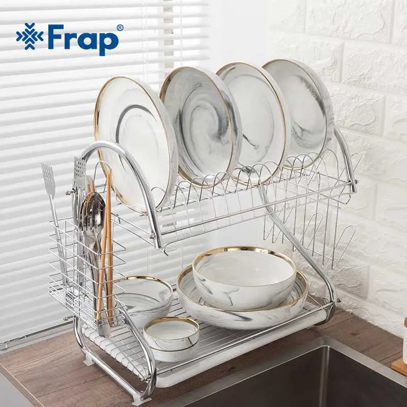 Frap Kitchen Organizer 2 layers Storage Racks for Bowl Plate Dish Cup Holders Drainer Integrated Tool | Дом и сад