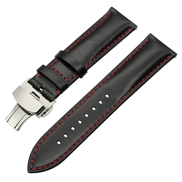 Italy Genuine Leather Watchband 20mm 22mm for Huami Amazfit GTR 47mm 42mm Butterfly Clasp Watch Band Quick Release Strap Belt - Цвет ремешка: Black S