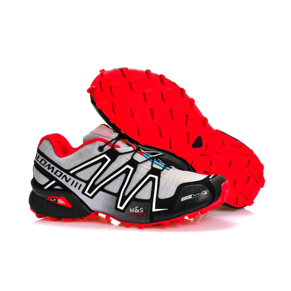 

Running Shoes Salomon Speed Cross 3 CS III Men Sneakers Durable Light gray red Breathable Flats Shoes Trainers Black Footwear