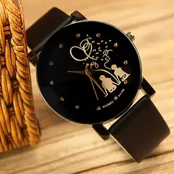 Мода влюбленных наручные кварцевые кожа Женский Часы Для женщин часы Relogio feminino Montre Femme таймер для мальчиков и девочек подарок