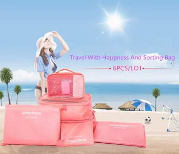 

6pcs/lot Portable Polyester Fiber Organizer Bag Foldable Quality Clothes Socks Make Up Underwear Storage Bag Travel Sorting Bag