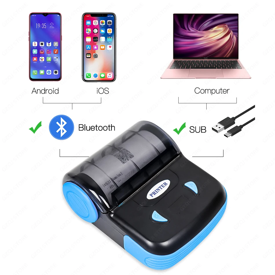 POS Мини 80 мм bluetooth принтер термальный термочековый android термальная