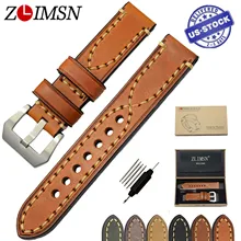 ZLIMSN Genuine Leather Watchband Relacement 20 22 24 26mm Men Women Watch Band Strap Stainless Steel Buckle relojes hombre 2017