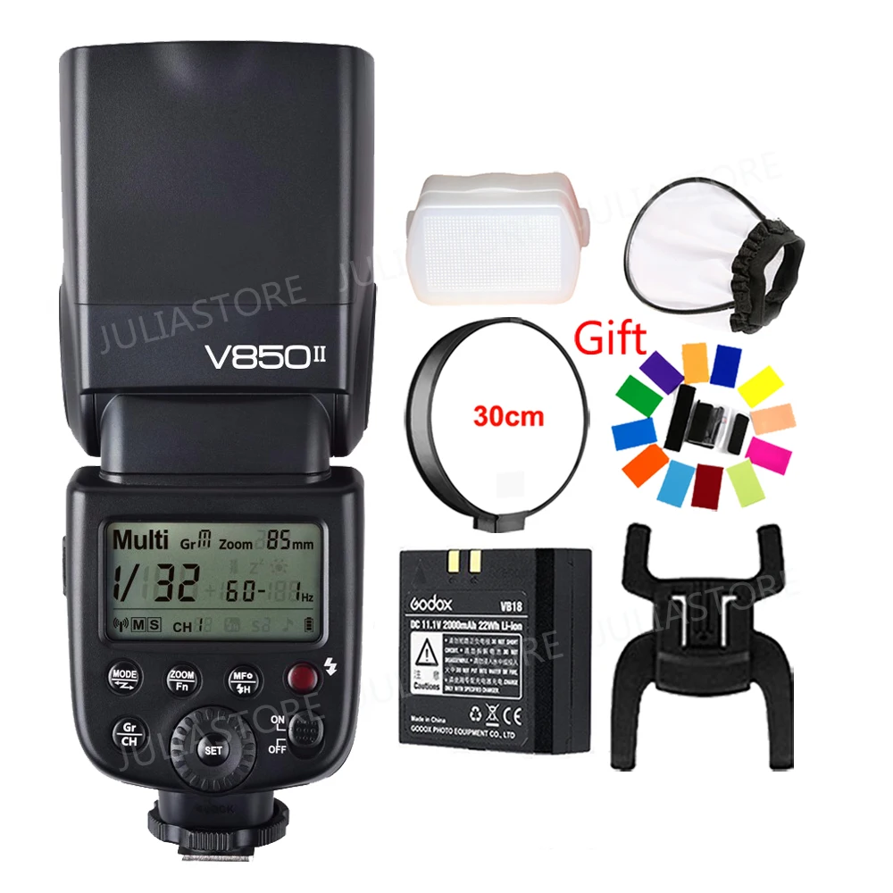 

Godox V850II V850 II Built-in 2.4G Supports Master Slave Li-ion Battery GN60 for Canon Nikon Pentax Olympus