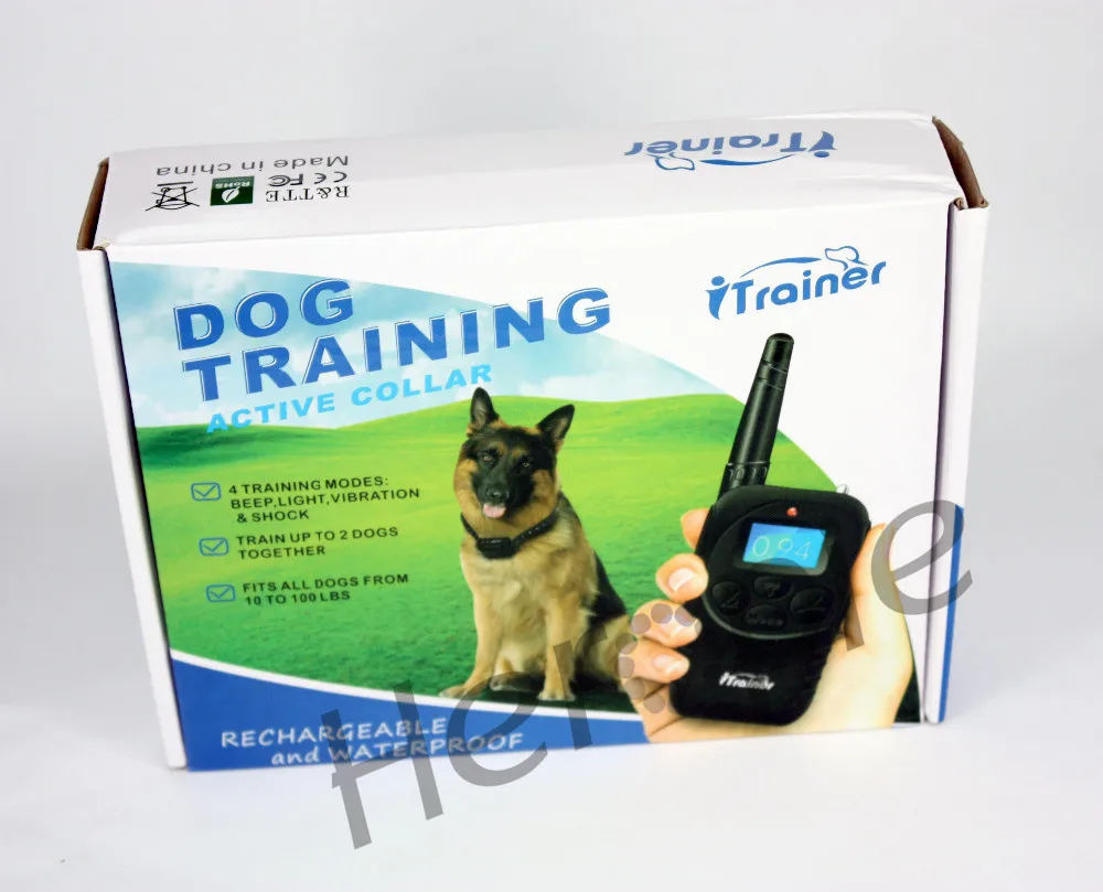 

300M Pet Dog Training Collar Blue Backlight Waterproof Rechargeable 100LV Electronic Shock Remote Electric Pet Collar Trainer