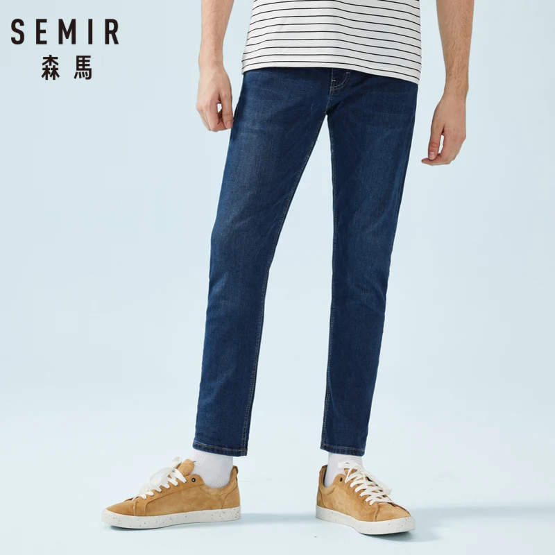 

SEMIR Men Skinny Jeans in Washed Denim with Side Pocket Men's Slim Fit Cotton Jeans with Zip Fly with Button for Spring Autumn