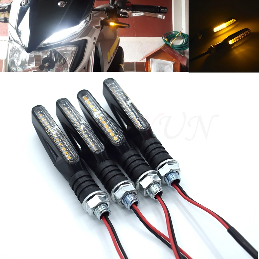 

Universal Motorcycle LED Flexible Flow Steering Signal Indicator Amber Light For Kawasaki ZX7R ZX9 ZX1100 ZRX1100 ZZR1200 ZG1000