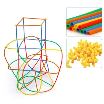

100Pcs/set Plastic 4D Straw Geometric Shape Block For Boys Girls Building Blocks Joint Funny Development Toys