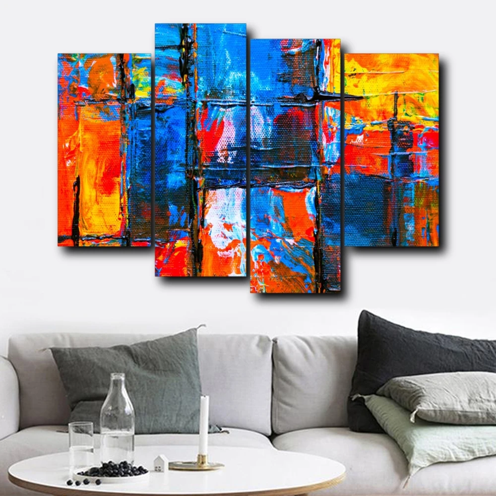 

Modern 4 Panel Watercolor Wall Art Abstract Posters and Prints Pictures Canvas Decor Paintings on the Wall Decoration Home Decor