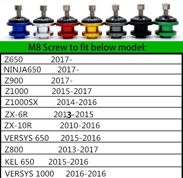 Колеса слайдер падения мотоцикла анти краш Pad M10 M8 для ER6N ER6 Z800 Z750 Z1000 VERSY ZX6R Kawasaki alu cnc Falling протектор