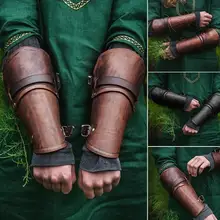 1 пара, искусственная кожа, для косплея, реквизит, широкий браслет, на шнуровке, на руку, броня, манжета, крест, шнурок, стимпанк, средневековая перчатка, браслет