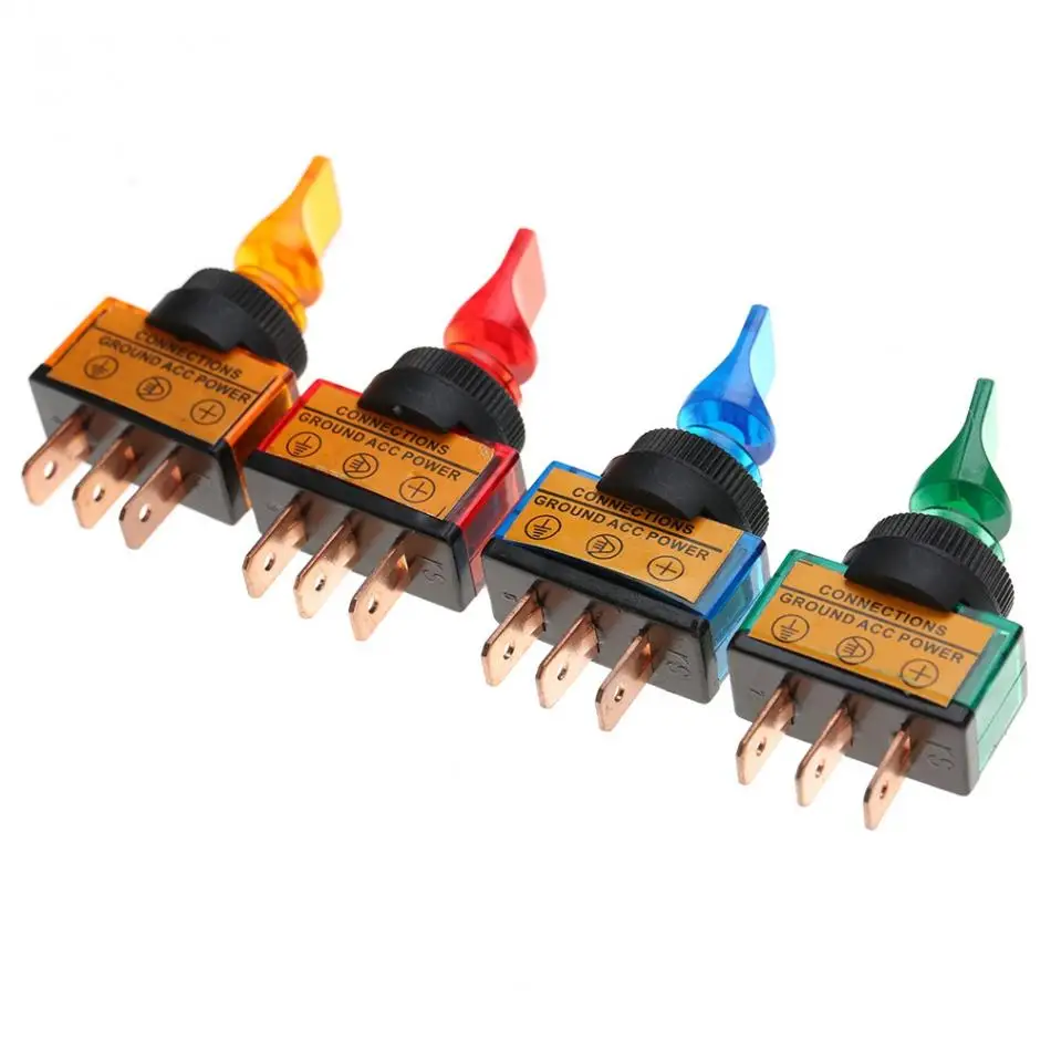 10Pcs 12VDC 20A Plastic LED Toggle Switch Short Handle 3-Pin 12mm ASW-14D Kit