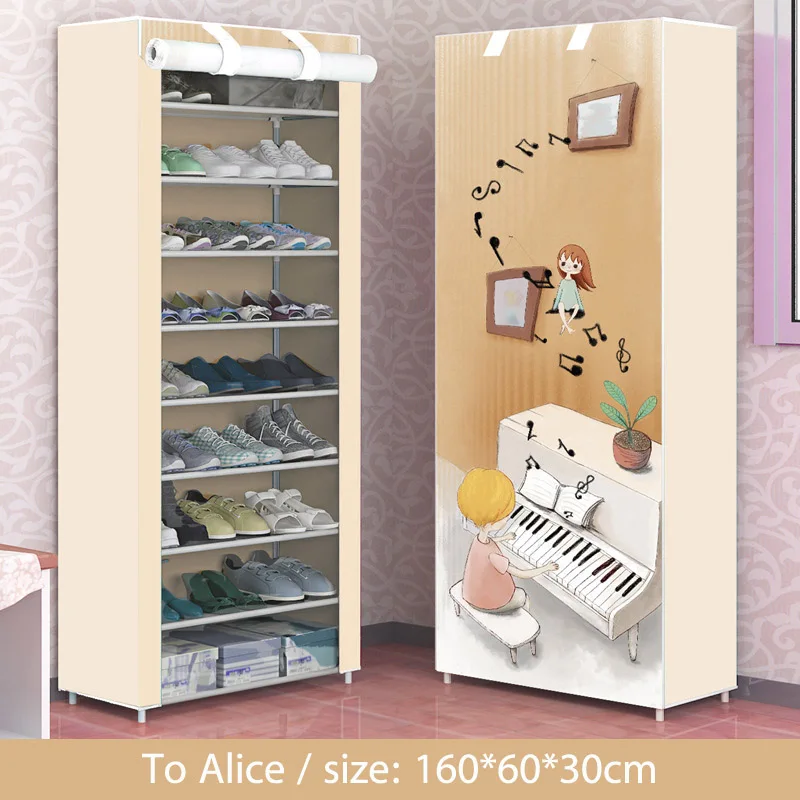 10-слойный 9-сетки обувной шкаф нетканые ткани большой обувной стеллаж Органайзер съемный обувной склад для домашней мебели - Цвет: To Alice
