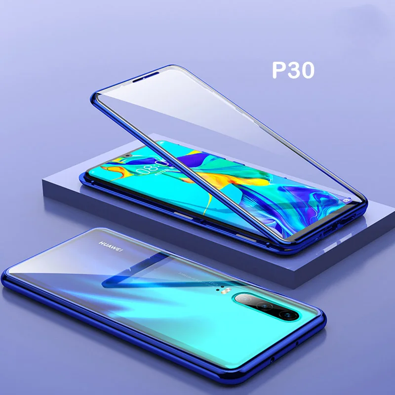 Защитный Магнитный чехол для всего тела для huawei P30 Pro, прозрачный чехол из закаленного стекла, задняя крышка для huawei P30Pro, чехол R-Just