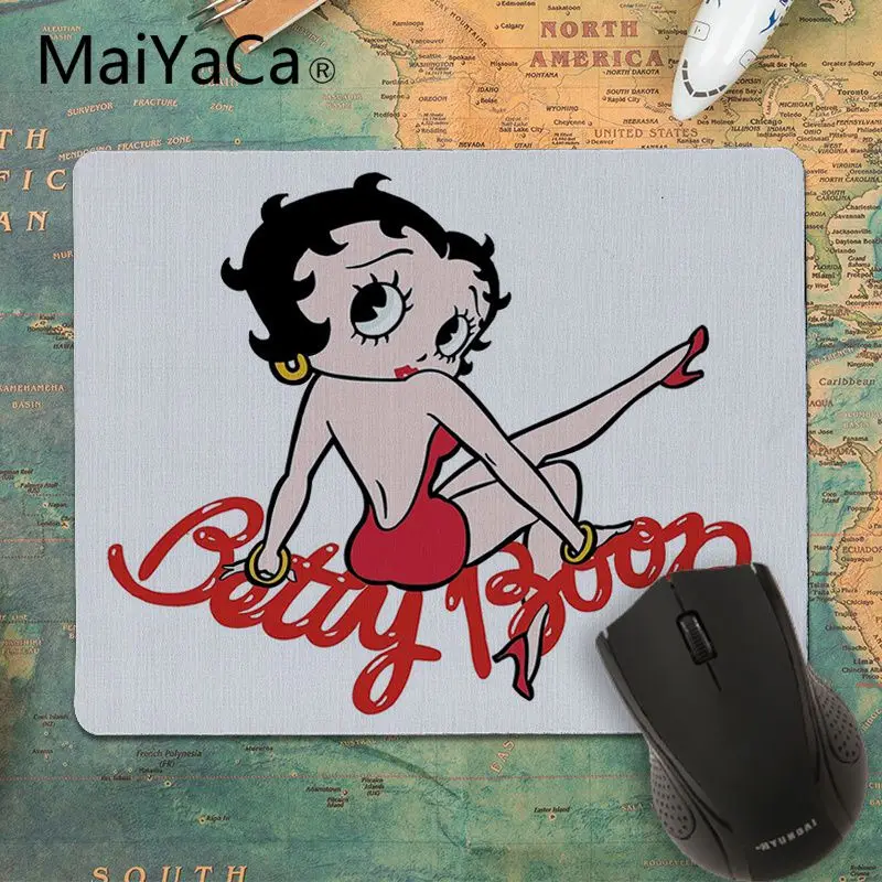 MaiYaCa Betty boop Девушка индивидуальные коврики для мышки коврик для мышки в стиле аниме DIY дизайн игровая мышь подкладка для коврика для ПК ноутбук - Цвет: 18x22cm