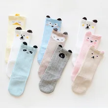 3 Pairs/Lot Newborn Baby Children Socks Cotton Animal Cartoon Breathable High Tube Socks for Children Boys Girls 0-3 Years  