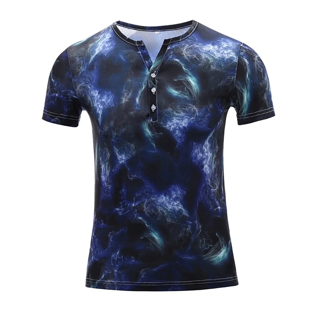 

feitong Men's Summer T-Shirt Tops Casual Fashion Short Sleeve Colorful Tie dyeing Slim Fit Streetwear T-shirt Tee Shirt Homme