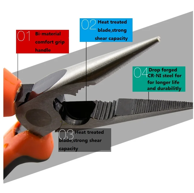 Шеффилд многофункциональная двухцветная ручка длинный нос плоскогубцы электрик плоскогубцы инструменты для резки меди, железной проволоки, стальной проволоки