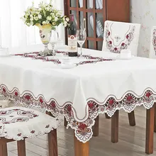Европейская роскошная вышитая скатерть, скатерть для обеденного стола, Скатерть для свадьбы 213, красный цветок, чехол для кресла для дома, Текстиль