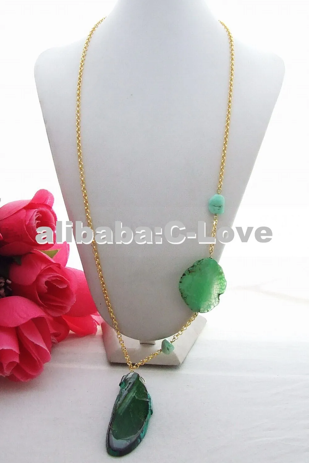 

Great 25x77mm Green Onyx Necklace