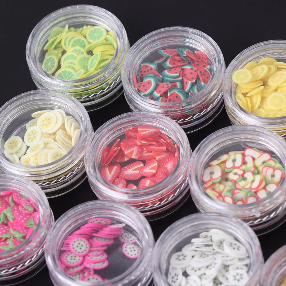 

HBB 12 Type/Set Fruit Slices Filler DIY Material Decoration Nails Art Tips Slime Kid