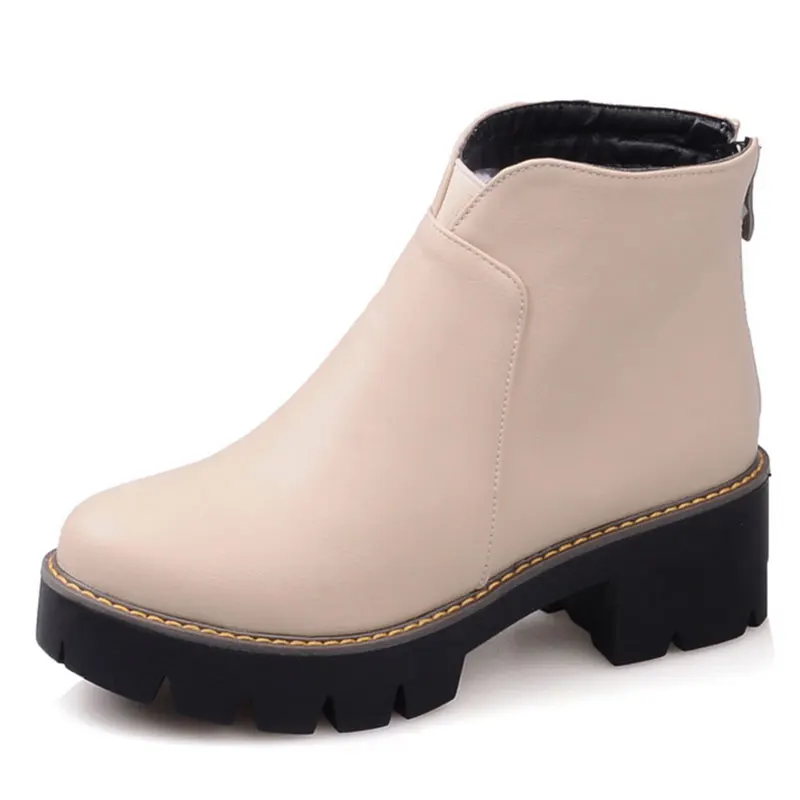 

Size 34-43 Winter Sexy Korean minimalist style ankle Boots Zip Thick crust Thick  med Square heel Soft leather T1789