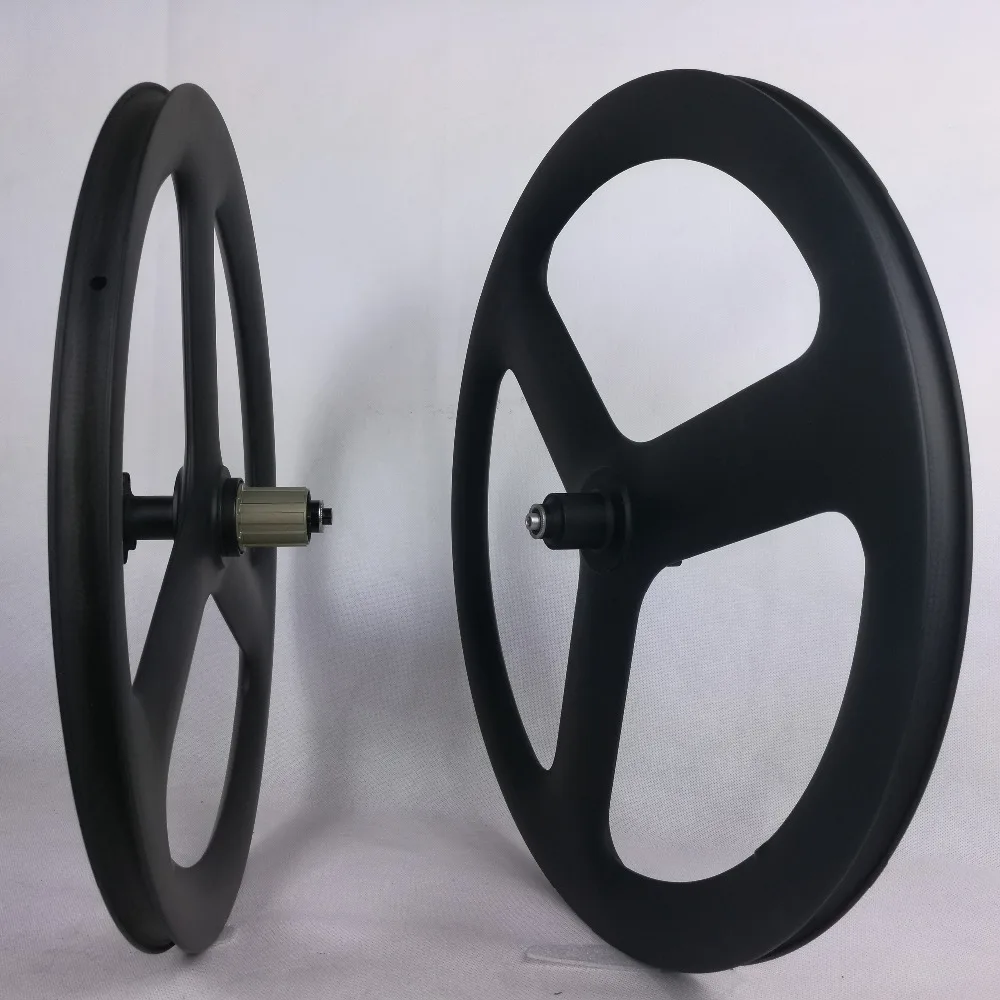 Clearance new design 3 spoke 451 carbon wheels 451 tri spoke BMX carbon wheelset clincher wheels 11s fixed gear wheels 1