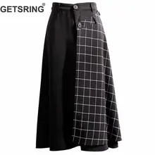 GETSRING Женская юбка в клетку, Асимметричные Длинные юбки с высокой талией, большие размеры, Модные Винтажные женские юбки, новинка
