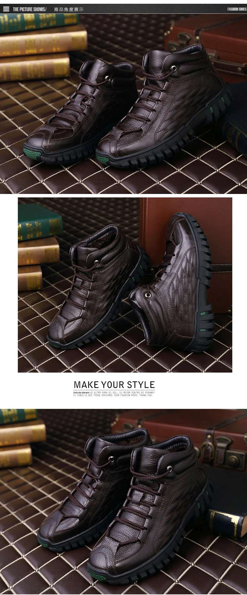 Высококачественные мужские походные ботинки из натуральной кожи; зимние теплые ботинки; уличные альпинистские ботинки; спортивные горные кроссовки на резиновой подошве