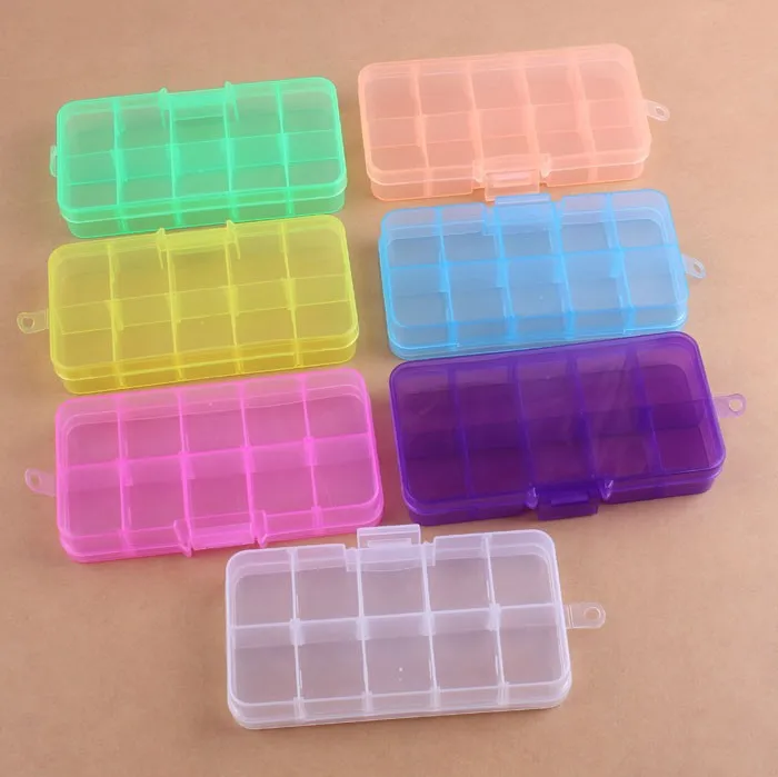 

10 Slot Jewelry Rectangle Display Storage Beads Organizer Case Box Plastic Box 1pcs