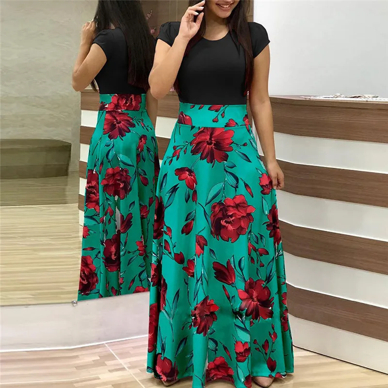 Floral Print Summer Boho Dress Party Dress Long Maxi Dresses Vestidos ...