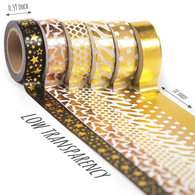 1 piece Gold Washi Tape Set 6 rolls, Decorative Craft Tapes Kit of Cute  Patterns for