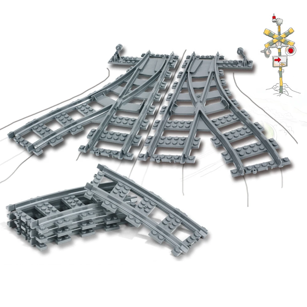 

10-50 Pcs/Lot City series Trains Track parts Rail Straight & Curved Model Building Blocks Set Bricks Kids Toys for Children gift