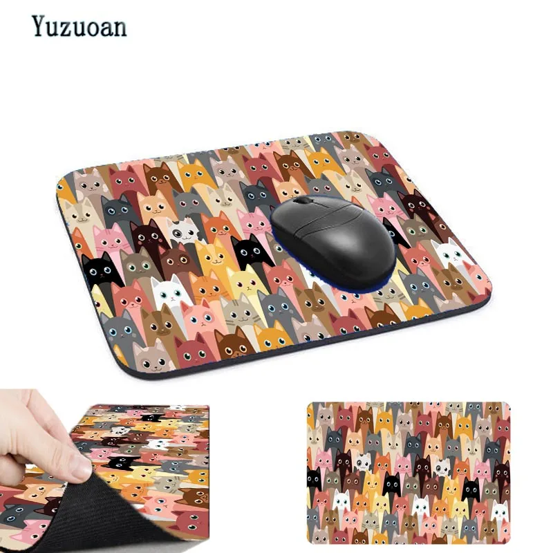 

Yuzuoan Wholesale Computer Mouse Pad Colorful Cat Head Mousepads Decorate Your Desk Non-Skid Rubber Pad Not Overlock Mouse Pad