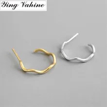 Ying Vahine стерлингового серебра 925 скрученные тонкие волнистые серьги-гвоздики для женщин