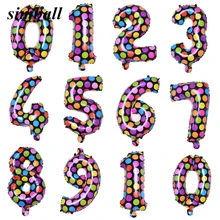 Ballons à hélium numériques à pois de 0 à 9 pouces, en aluminium, pour décoration de fête d'anniversaire, de mariage, à Air, fournitures de fête