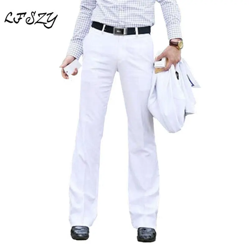 Men's Flared Trousers Formal Pants Bell Bottom Pant Dance White Suit