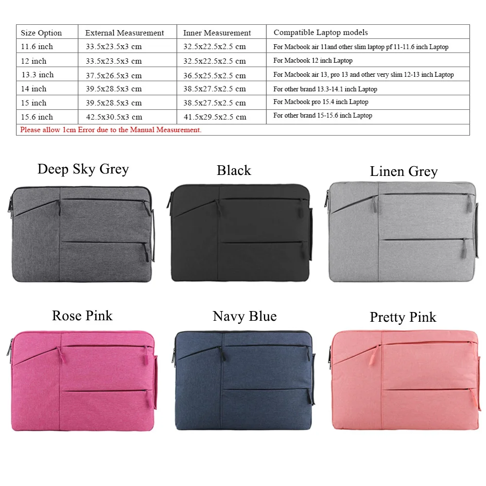 Laptop Bag For Macbook Air Pro Retina 11 12 13 14 15 15.6 inch Laptop Sleeve Case PC Tablet Case Cover for Xiaomi Air HP Dell