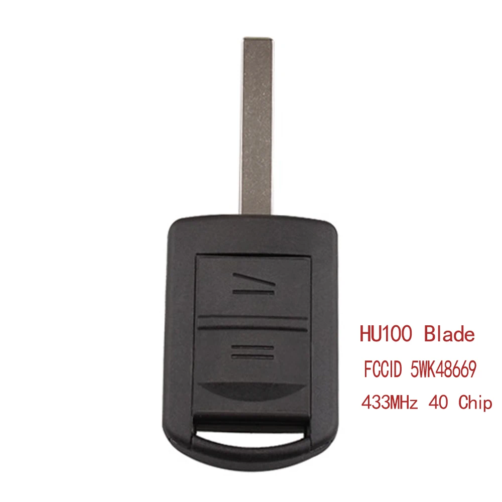 KEYYOU 2 кнопки дистанционного ключа автомобиля 5WK48668 для Opel AGILA Марка Meriva Astra CORSA C COMBO VAN TIGRA VECTRA 433,9 МГц с чипом ID40 - Количество кнопок: HU100 ID40