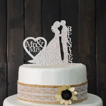 

Personalized Wedding Cake Topper, Wedding Decoration, Acrylic silver glitter, Custom wedding cake topper personalized last name