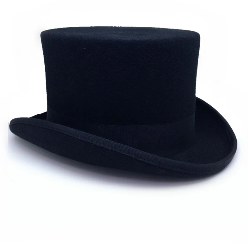 13,5 см высота черная красная Серая шерстяная шляпа с высоким берцем мужская женская шляпа фетровая шляпа в стиле джаз волшебник фетровые винтажные вечерние шляпы для церкви s m l xl