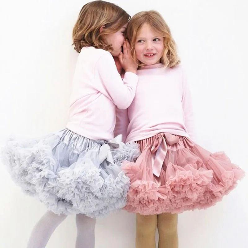 

Children's Autumn Spring Princess Fluffy Dancing skirts girls' thick mesh elastic adjustable-waist ball gown skirts 2-10 years