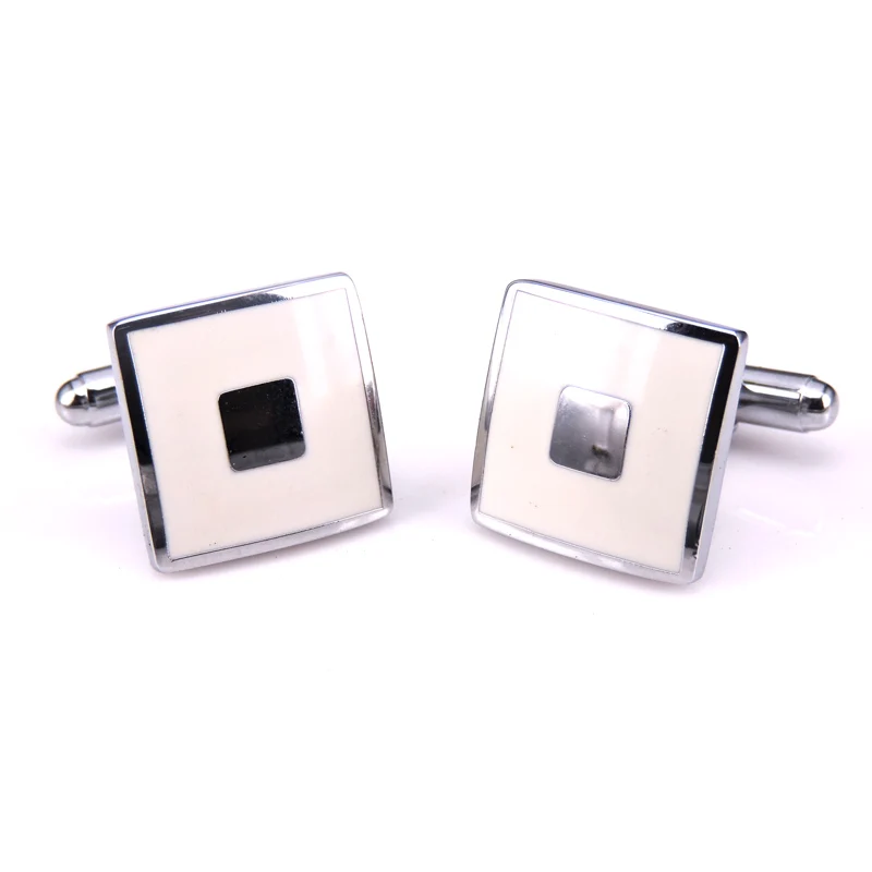 White square original cufflinks, simple design men's white shirt cuff
