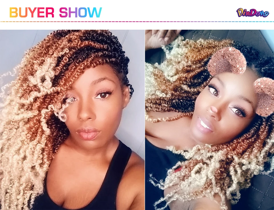 Dindong Spring Twist Crochet Braids Ombre Hair 8 Inch Synthetic