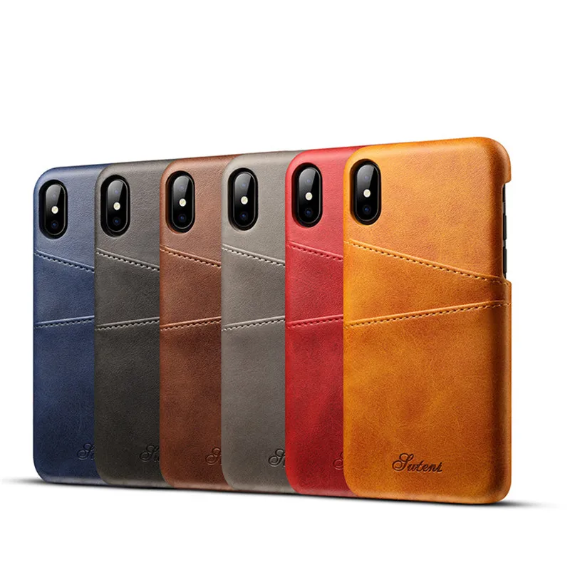 Slim PU Leather case for iPhone X 8 7 6 6s plus case Back