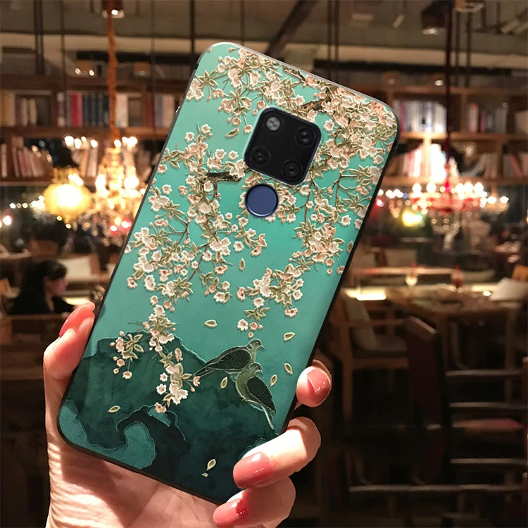 3D с тиснением и изображением цветка из термопластика чехол для Huawei Mate 10 20 P30 P20 P8 P9