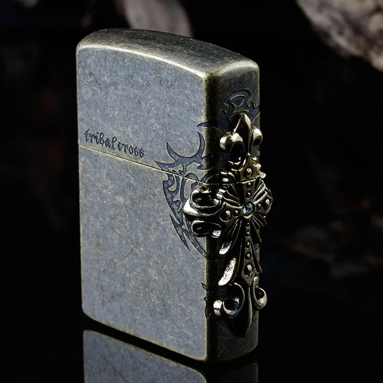 Lighters and Smoking Accessories, Bronze cross metal kerosene lighters, Boutique gift lighters
