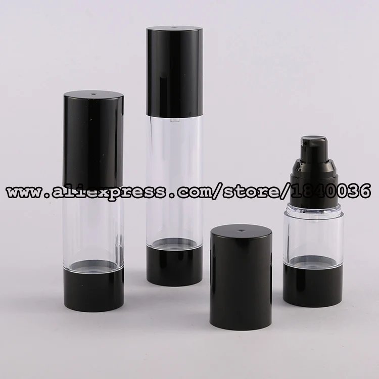 Download 50ml black base with clear body airless pump packaging, airless cosmetic packaging, airless ...